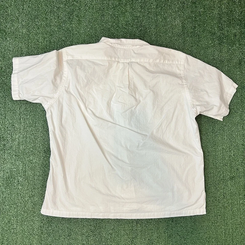 VTG Polo Ralph Lauren Short Sleeve Open Collar Button Up Shirt Mens XXL White